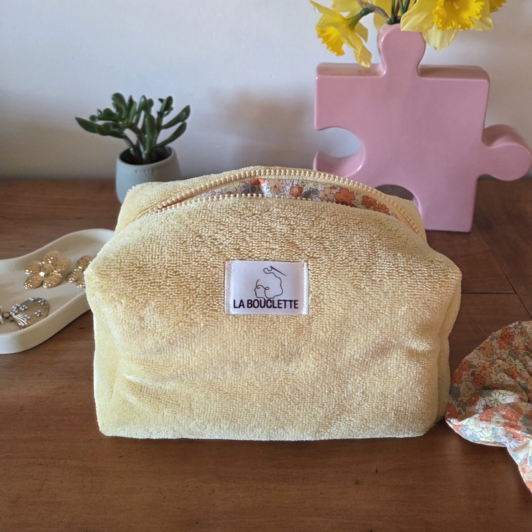 Trousse éponge bambou jaune