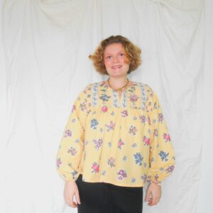 Blouse brigitte jaune fleuri la bouclette